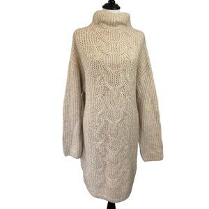 Topshop Cream Long Sleeve Knit Dress